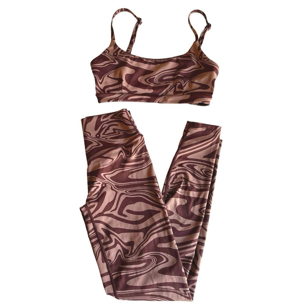 Balance Athletica Vitality Set Cloud Legging & Sports Bra Desert Marble Sz S EUC
